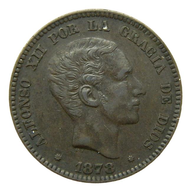 1878 - ALFONSO XII - 10 CENTIMOS - BARCELONA - OM - COBRE 