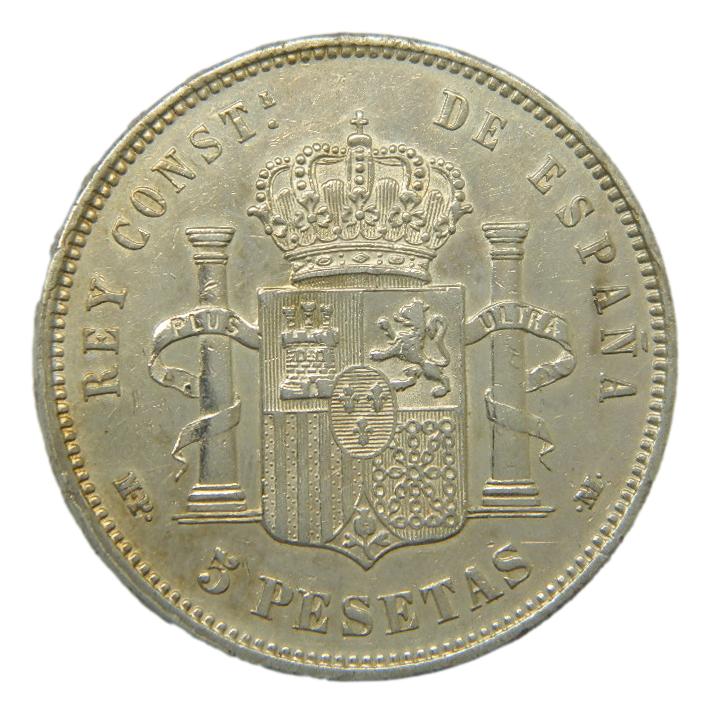 1890 *18-90 - ALFONSO XIII - 5 PESETAS - MPM - MBC