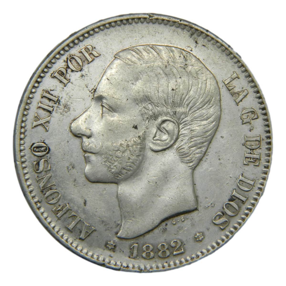 1882 * 18-82 - ALFONSO XII - 5 PESETAS - PLATA