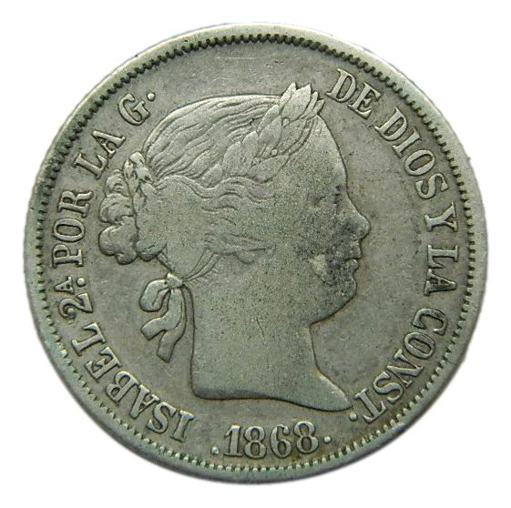 1868 - ISABEL II - 20 CENTAVOS DE PESO - MANILA