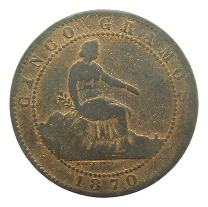 1870 - GOBIERNO PROVISIONAL - 5 CENTIMOS - OM 