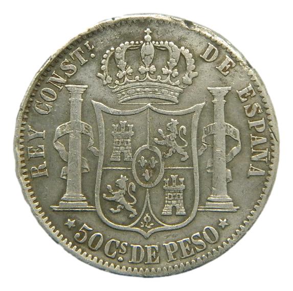 1881 - ALFONSO XII - 50 CENTAVOS DE PESO 
