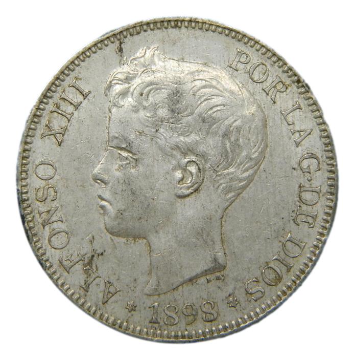 1898 *18-98 - ALFONSO XIII - 5 PESETAS - SGV - PLATA