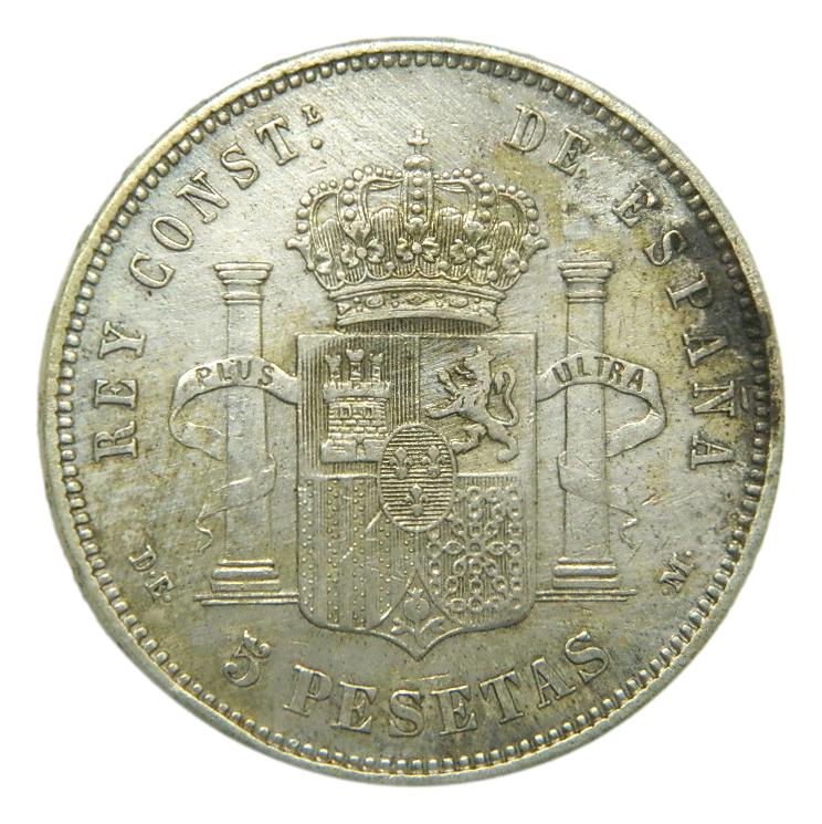 1877 * 18-77 - ALFONSO XII - 5 PESETAS - PLATA