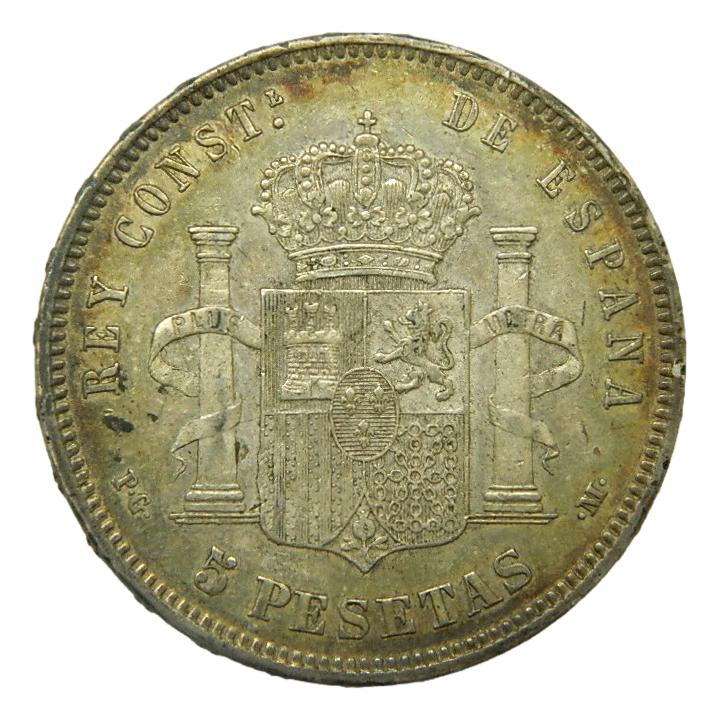 1890 *18-90 - ALFONSO XIII - 5 PESETAS - PGM - MBC