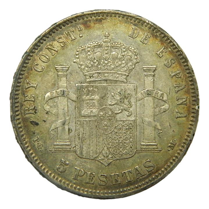 1890 *18-90 - ALFONSO XIII - 5 PESETAS - PGM - MBC