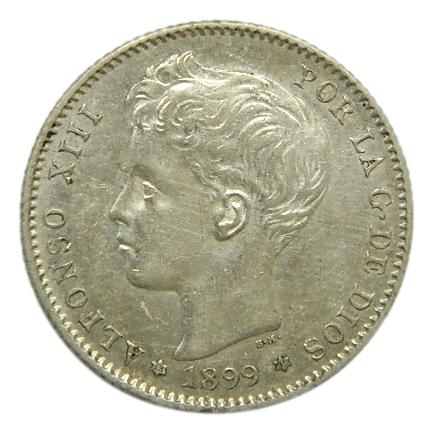 1899 - ALFONSO XIII - 1 PESETA - *18-99 - SGV