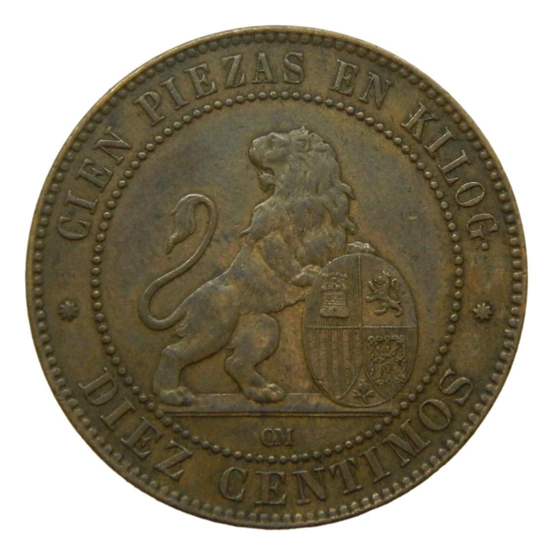 1870 - GOBIERNO PROVISIONAL - 10 CENTIMOS - OM