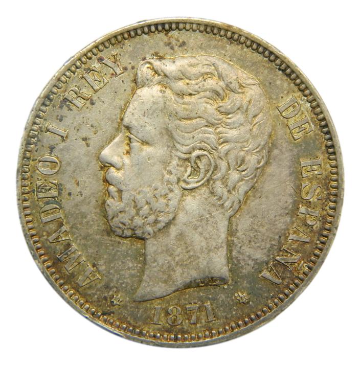 1871 *18-71 - AMADEO I - 5 PESETAS - SDM