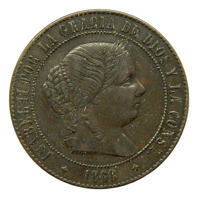 1868 OM - ISABEL II - 5 CENTIMOS DE ESCUDO - JUBIA