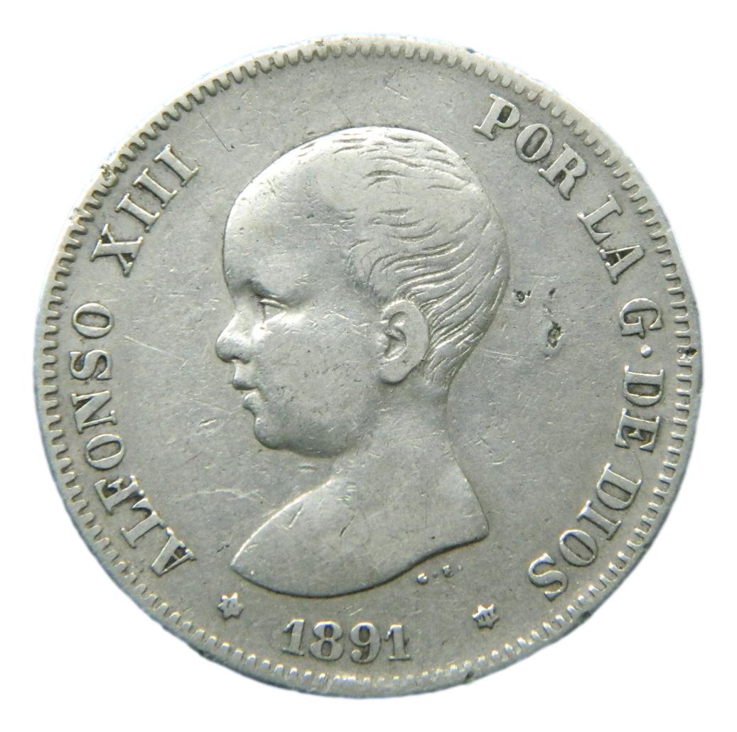 1891 *91 - ALFONSO XIII - 2 PESETAS - PGM