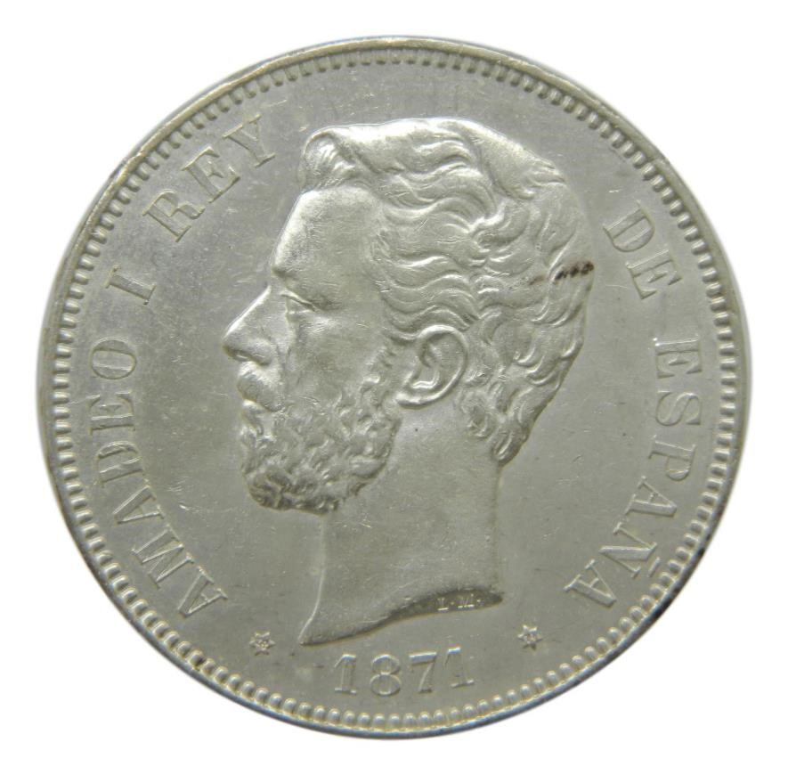 1871 * 18-74 - AMADEO I - 5 PESETAS - DEM