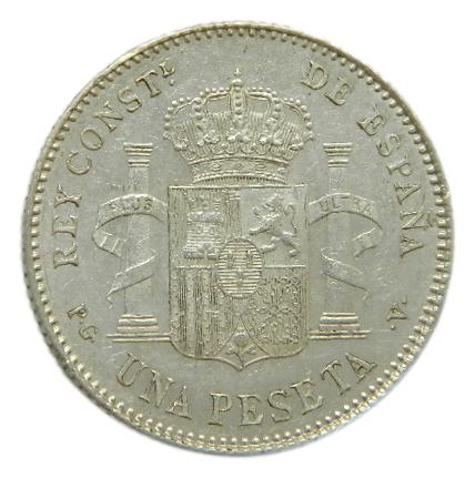 1896 - ALFONSO XIII - 1 PESETA - PLATA - PGV