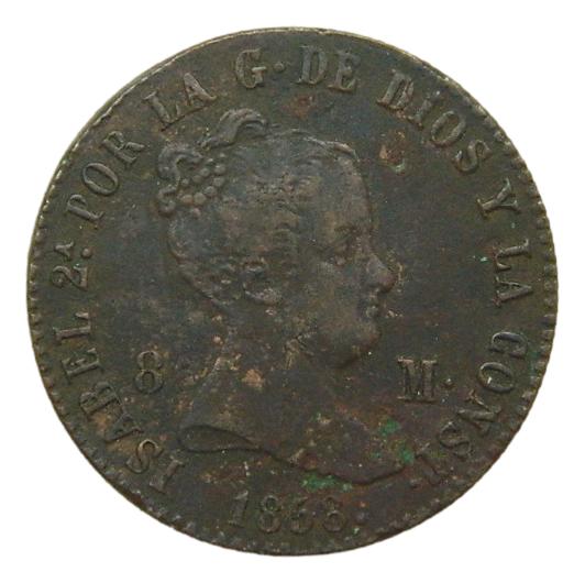 1858 - ISABEL II - 8 MARAVEDIS - BARCELONA