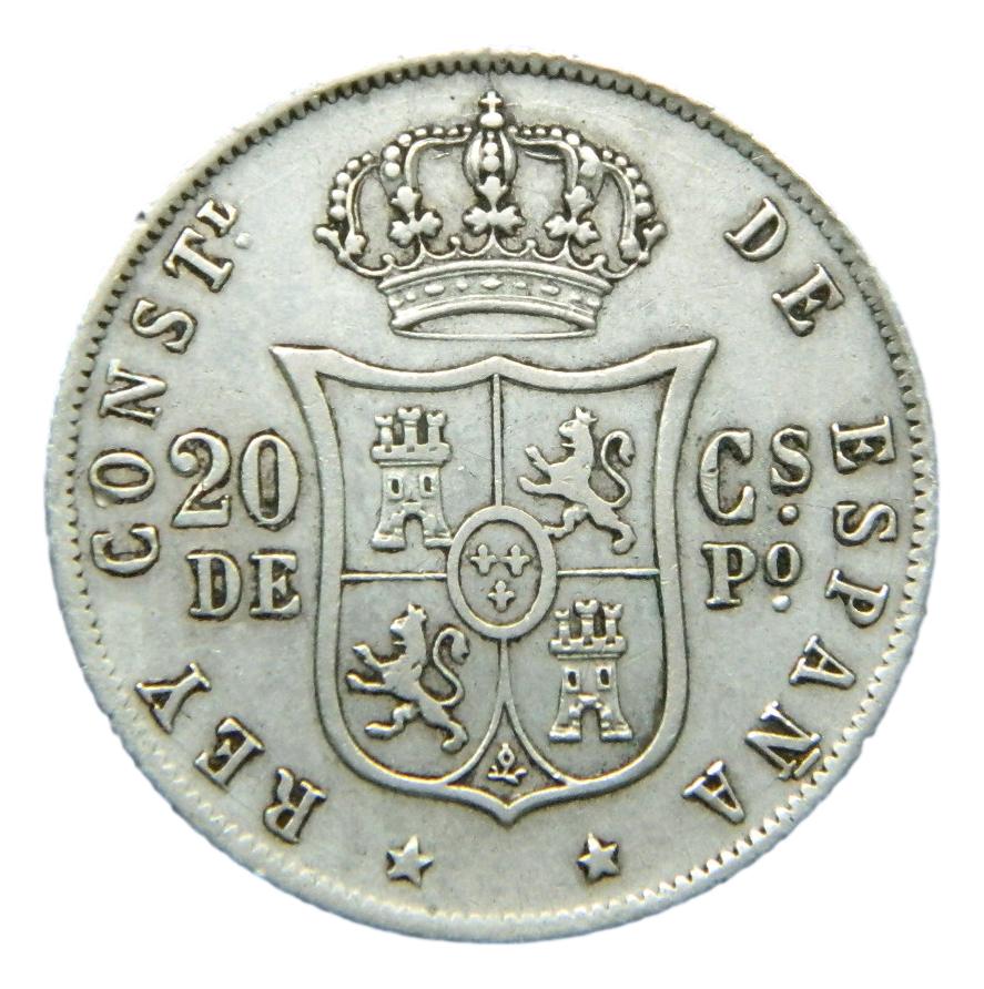 1882 - ALFONSO XII - 20 CENTAVOS DE PESO - MANILA