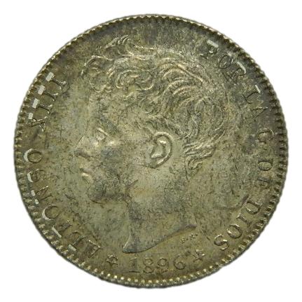 1896 - ALFONSO XIII - 1 PESETA - *18-96 - PGV