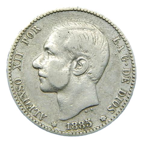 1885 *86 - ALFONSO XII - 1 PESETA - PLATA - MSM