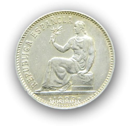 1933 - ESPAÑA - 1 PESETA - MONEDA PLATA - MBC