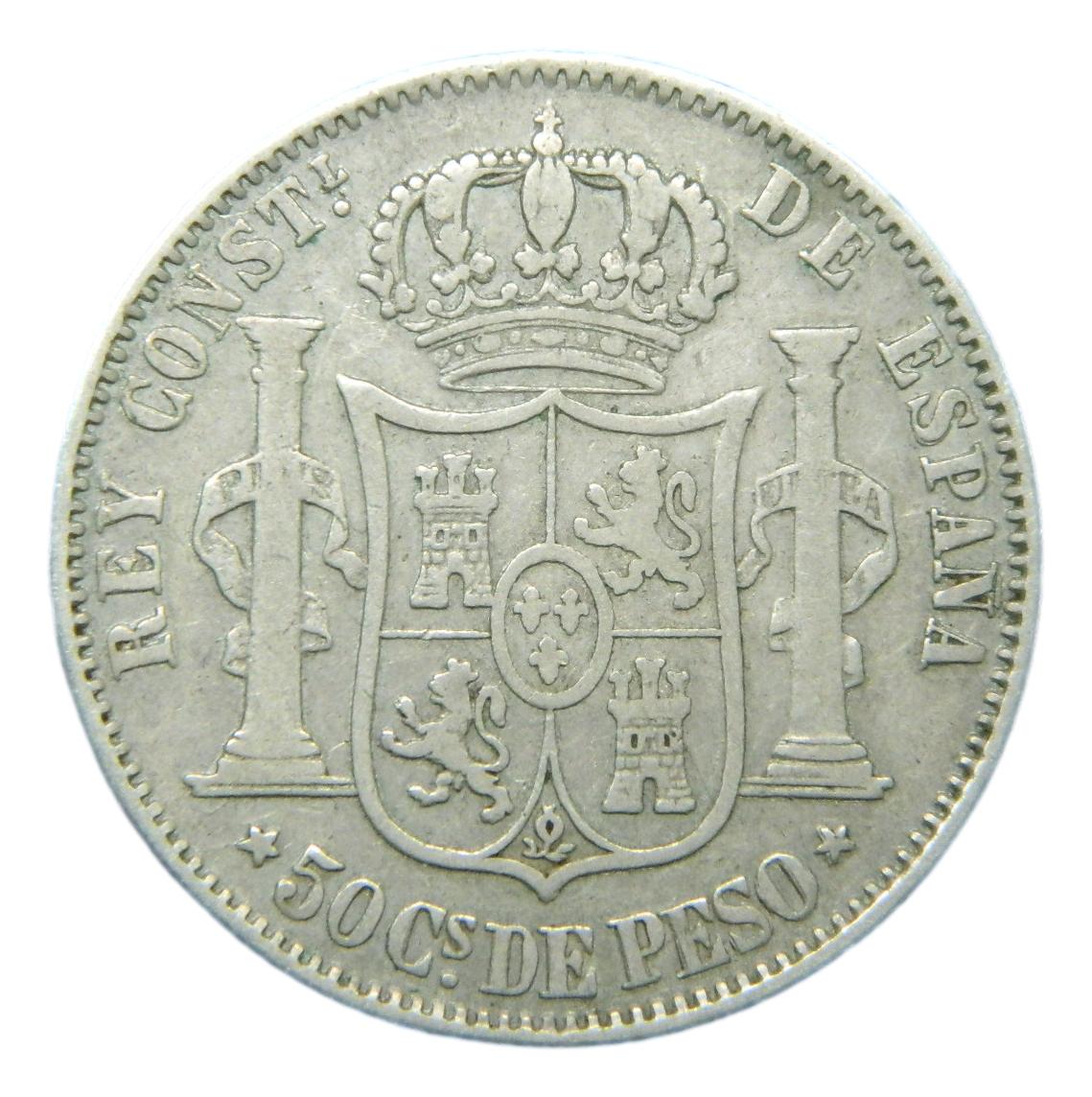 1880 - ALFONSO XII - 50 CENTAVOS DE PESO - MANILA - MBC