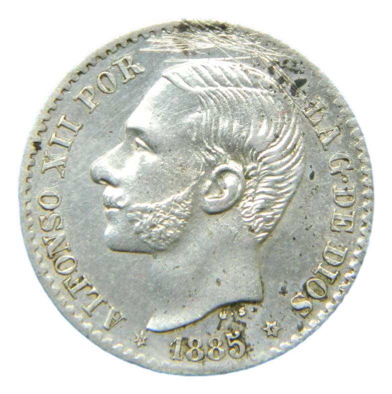 1885 *8-6 - ALFONSO XII - 50 CENTIMOS - PLATA