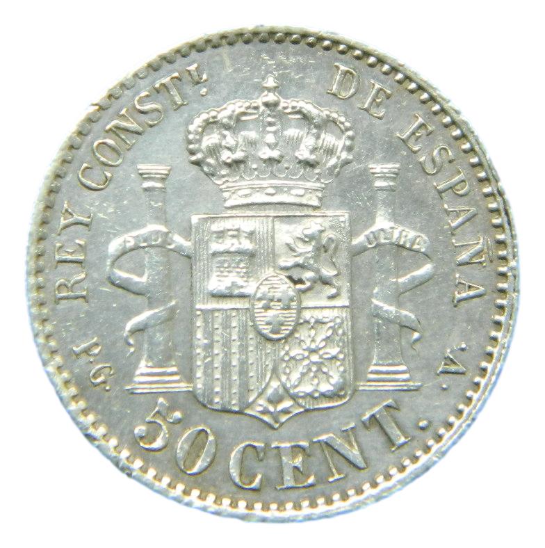 1894 - ALFONSO XIII - 50 CENTIMOS - PLATA - SC-