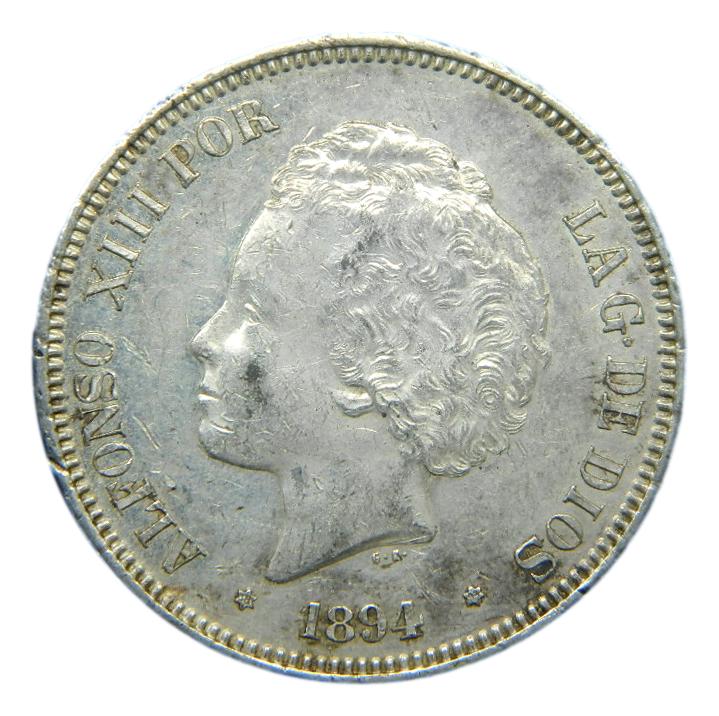 1894 -* 18-94  ALFONSO XIII - 5 PESETAS - PGV