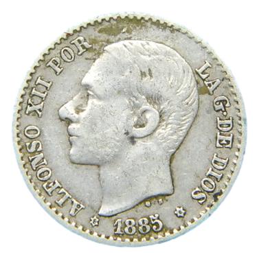 1885/81 - *8-6 - ALFONSO XII - 50 CENTIMOS - PLATA - MSM