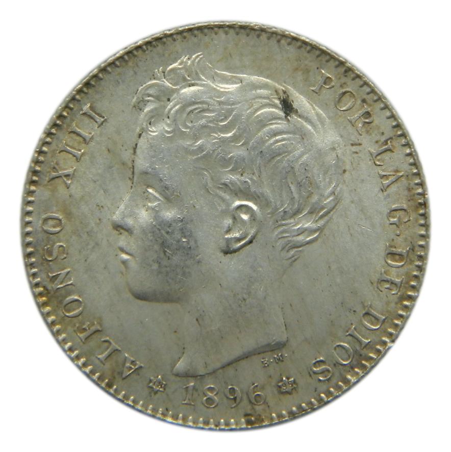 1896 - ALFONSO XIII - 1 PESETA - *18-96 - PGV