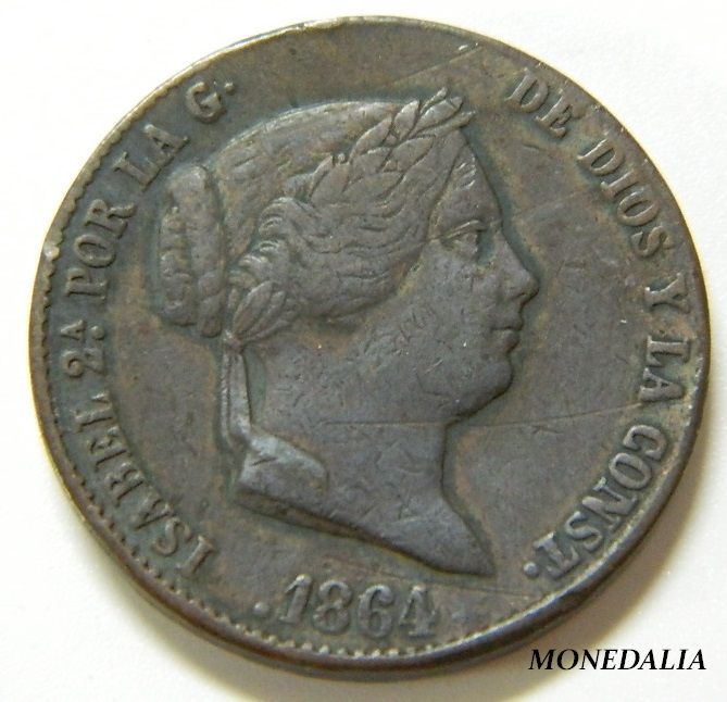 1864 - ISABEL II - 25 CENTAVOS DE REAL - SEGOVIA