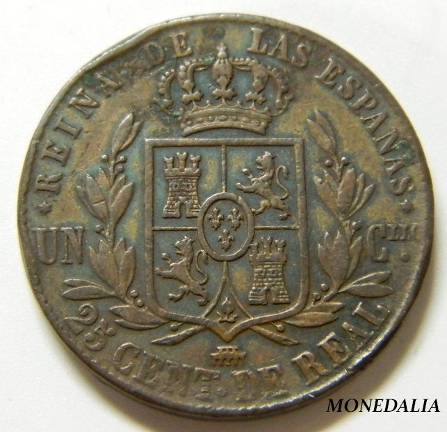1864 - ISABEL II - 25 CENTAVOS DE REAL - SEGOVIA