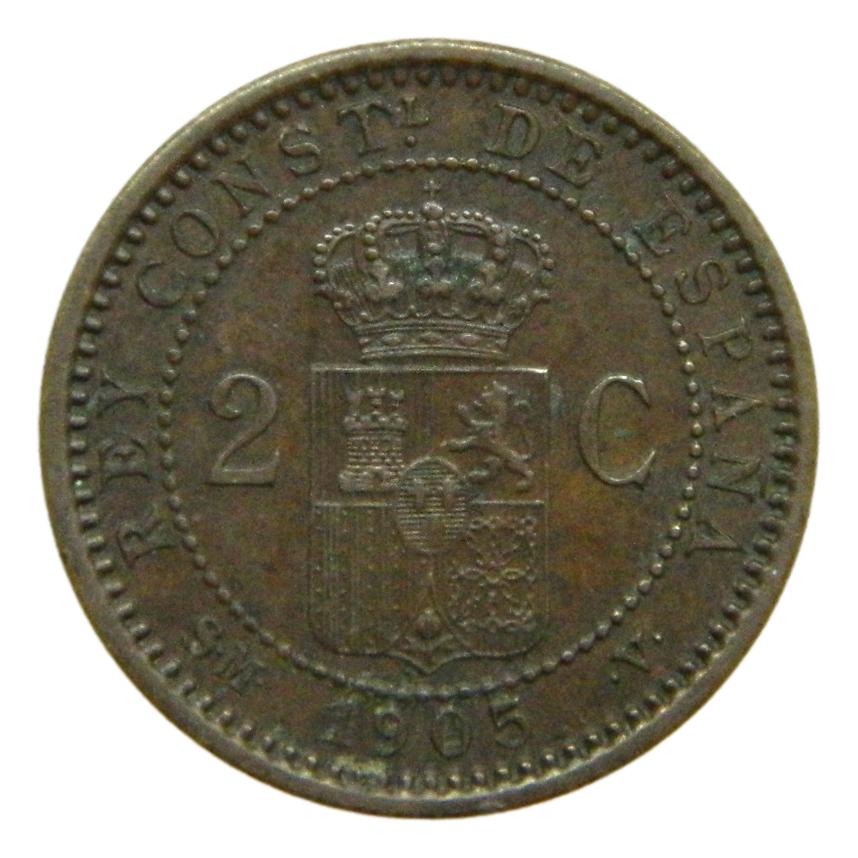 1905 - ALFONSO XIII - 2 CENTIMOS - SMV - COBRE 