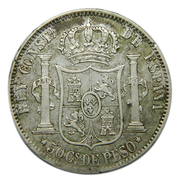 1885 - ALFONSO XII - 50 CENTAVOS DE PESO - MANILA