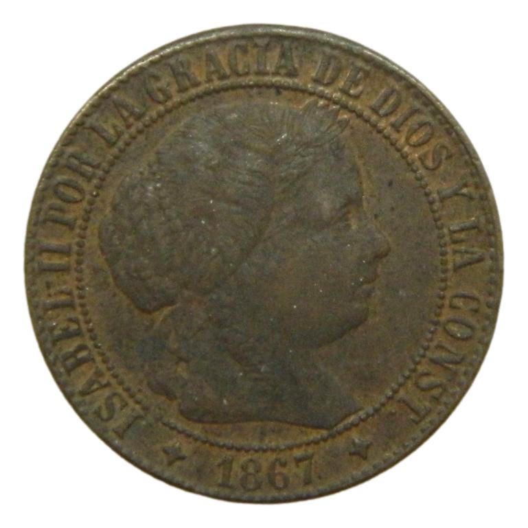 1867 OM - ISABEL II - 1 CENTIMO DE ESCUDO - JUBIA