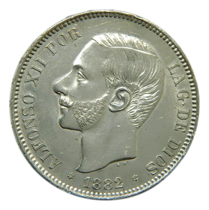 1882 *18-82 - ALFONSO XII - 5 PESETAS - MSM