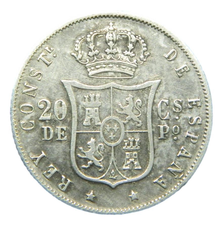 1884 - ALFONSO XII - 20 CENTAVOS DE PESO - MANILA