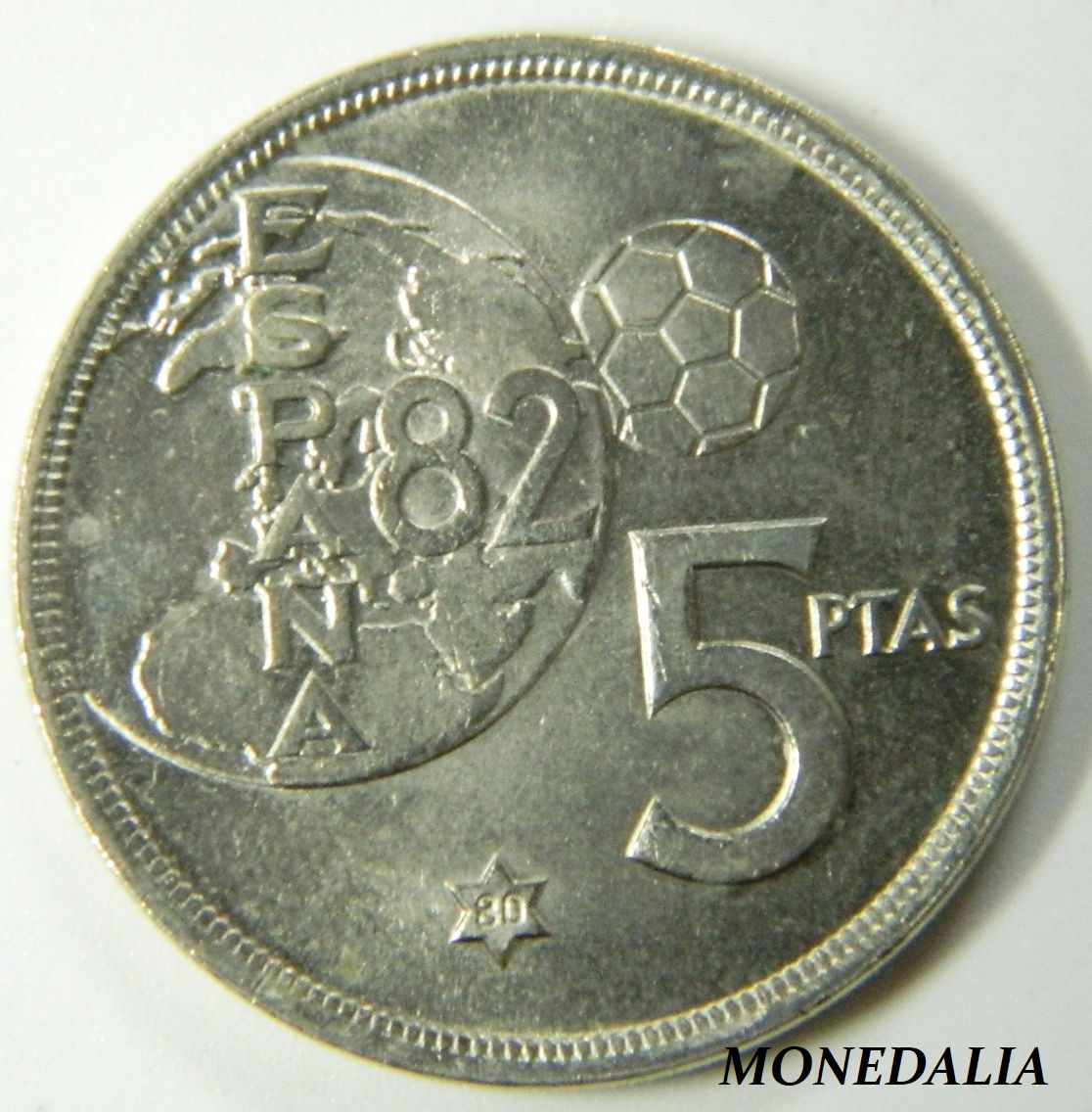 1975 - ESPAÑA - 5 PESETAS - *80 - DURO DEL ERROR