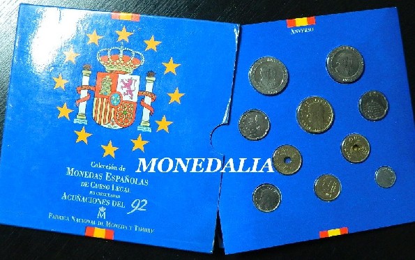 1992 - CARTERA OFICIAL PESETAS ESPAÑA FNMT 