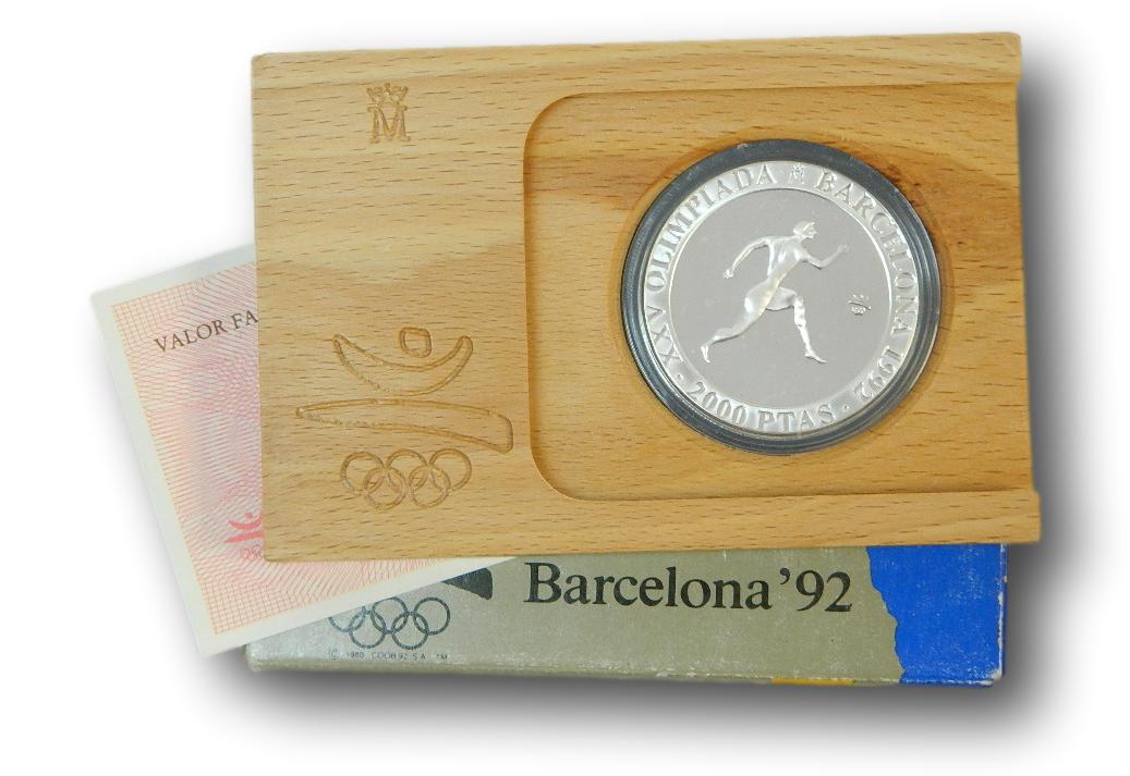 1990 - ATLETA GRIEGO - 2000 PESETAS PLATA - OLIMPIADAS BARCELONA - 2ª SERIE