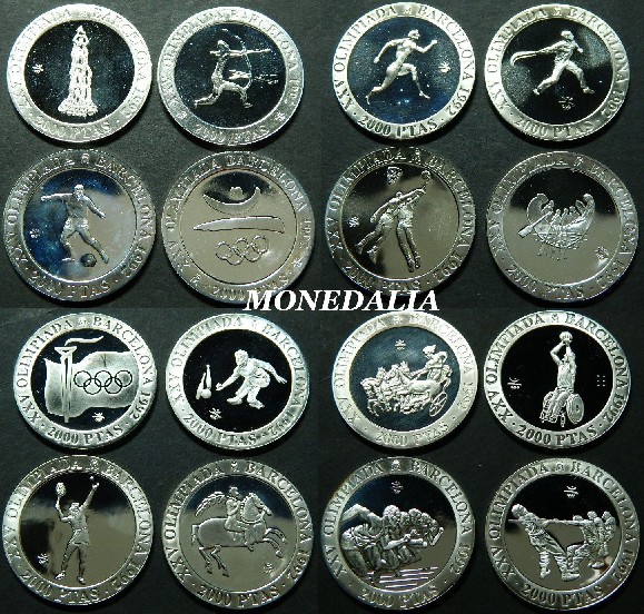 COLECCION 16 MONEDAS DE 2000 PESETAS - OLIMPIADAS PLATA