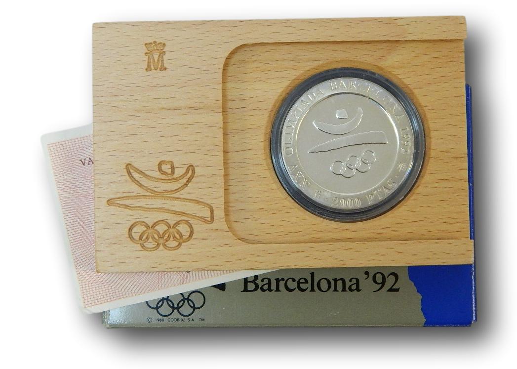 1990 - EMBLEMA - 2000 PESETAS PLATA - OLIMPIADAS BARCELONA - 1ª SERIE   