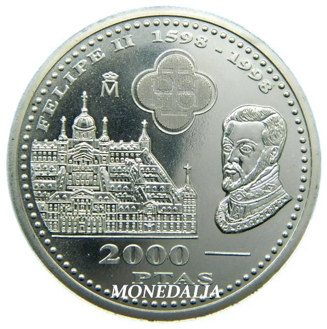 1998 - ESPAÑA - 2000 PESETAS - FELIPE II 