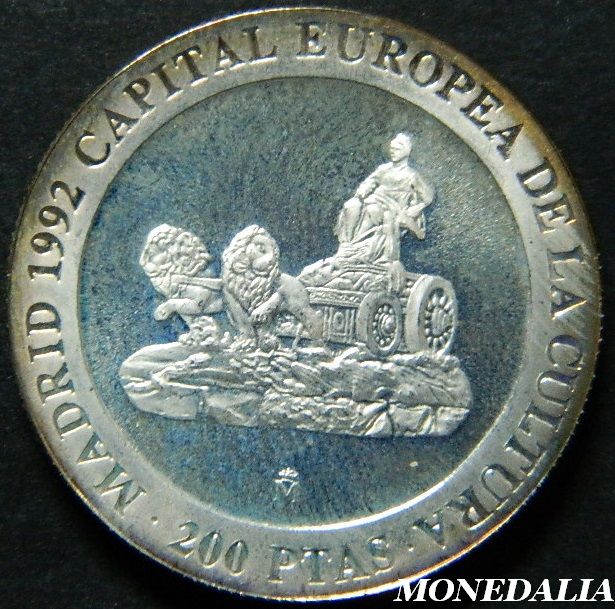 1992 - ESPAÑA - 200 PESETAS PLATA - PLAZA DE CIBELES - MADRID