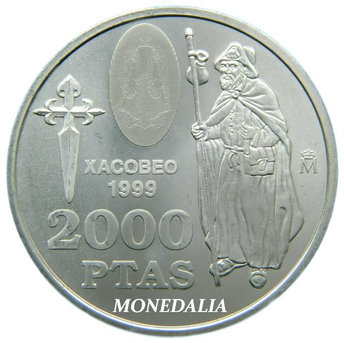 1999 - ESPAÑA - 2000 PESETAS - XACOBEO - PLATA