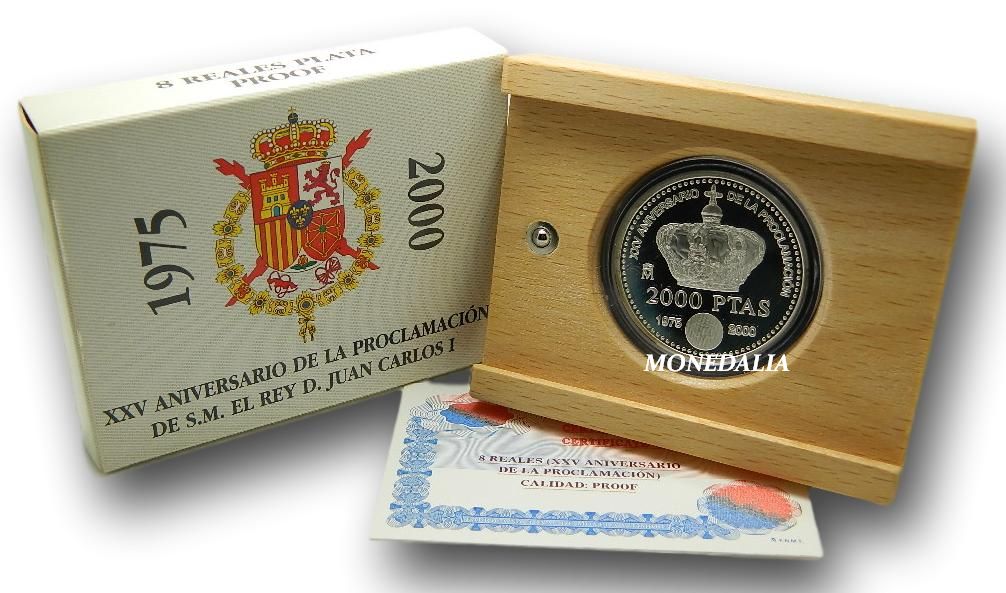 2000 - ESPAÑA - 2000 PESETAS - XXV ANV.  PROCLAMACION DE S.M. REY D. JUAN CARLOS I - PLATA