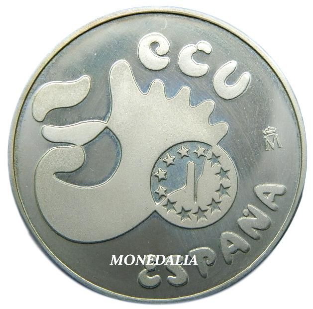 1991 - ESPAÑA - 5 ECUS - AVERROES - 1 ONZA PLATA