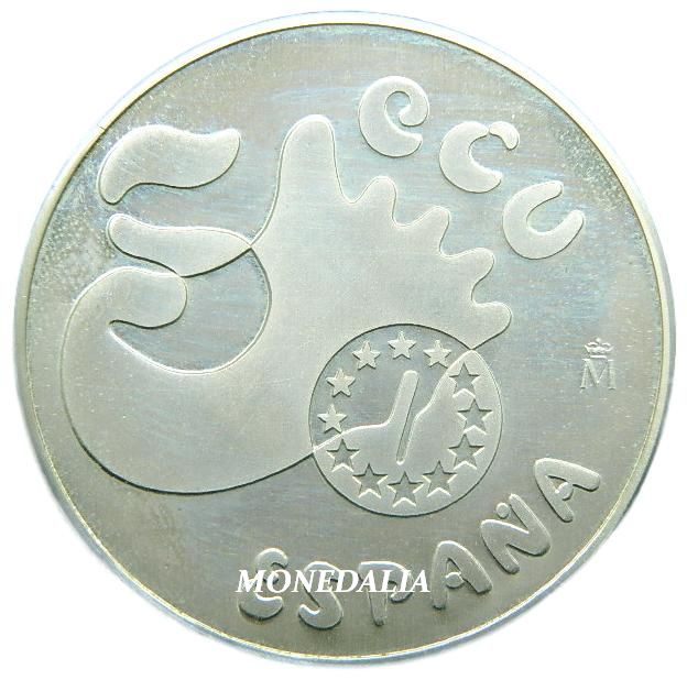 1990 - ESPAÑA - 5 ECU - ALFONSO X EL SABIO - 1 OZ PLATA 