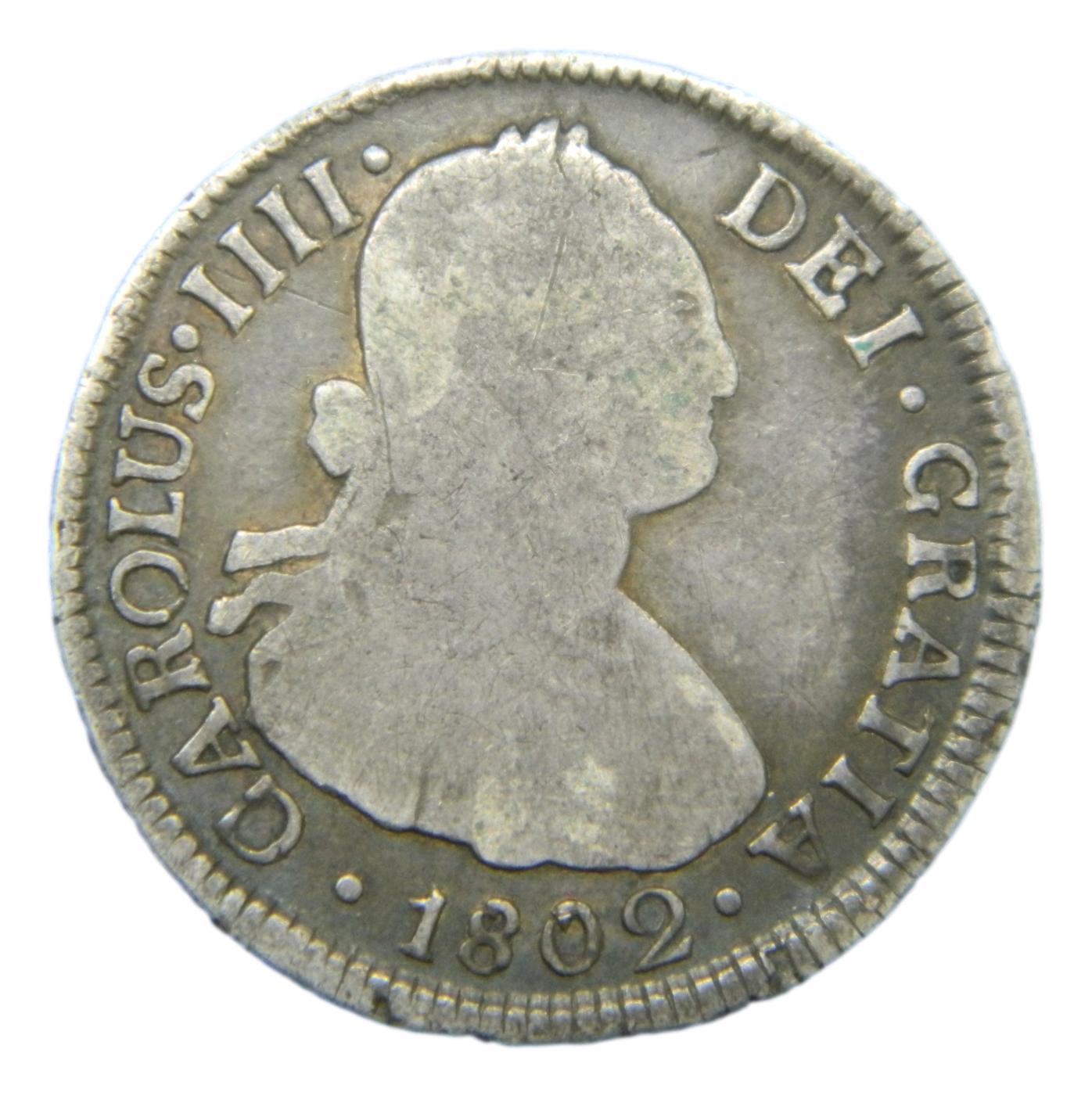 1802 JJ - CARLOS IV - 2 REALES - SANTIAGO - S8