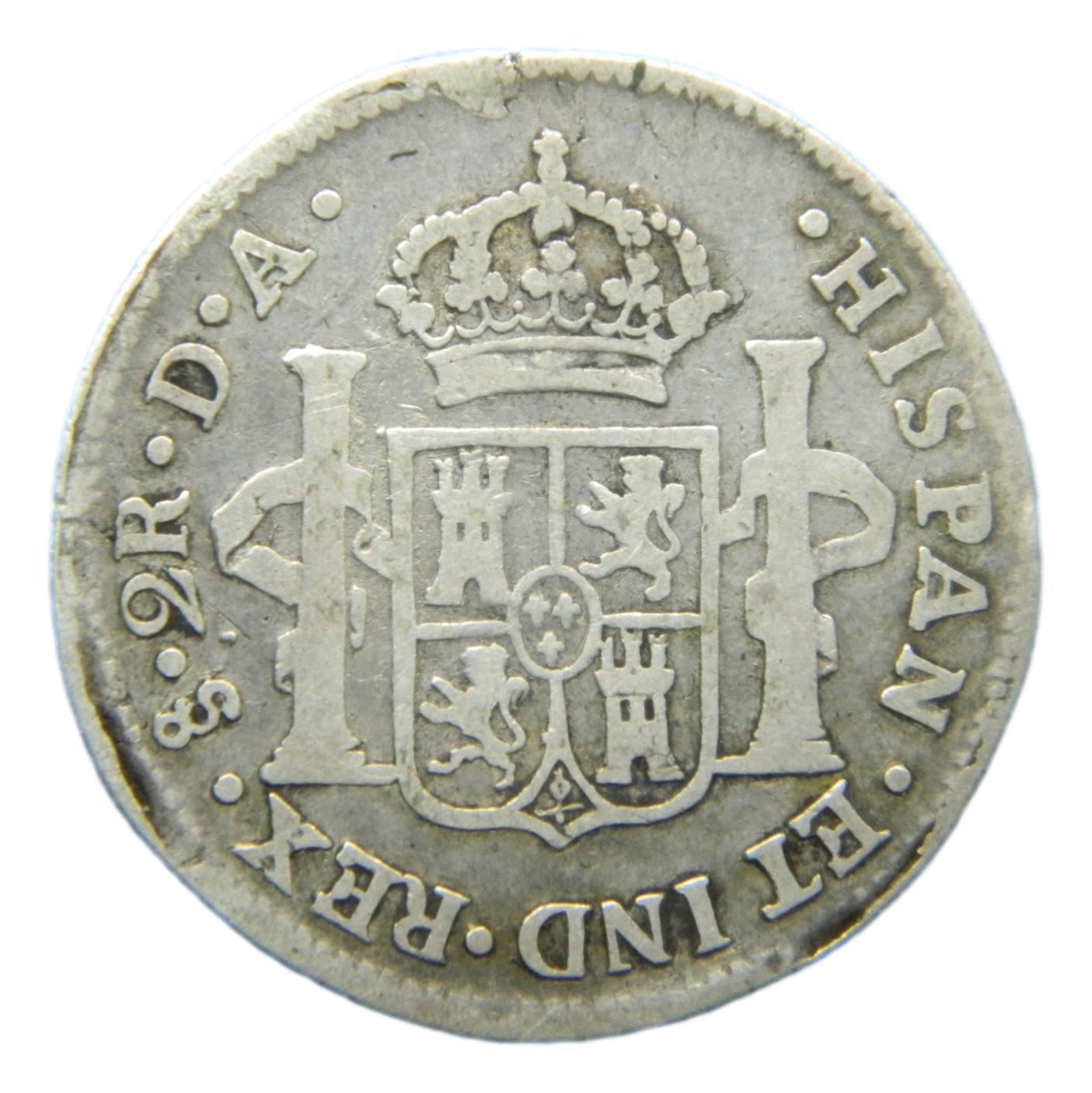 1791 DA - CARLOS IV - 2 REALES - SANTIAGO - S8