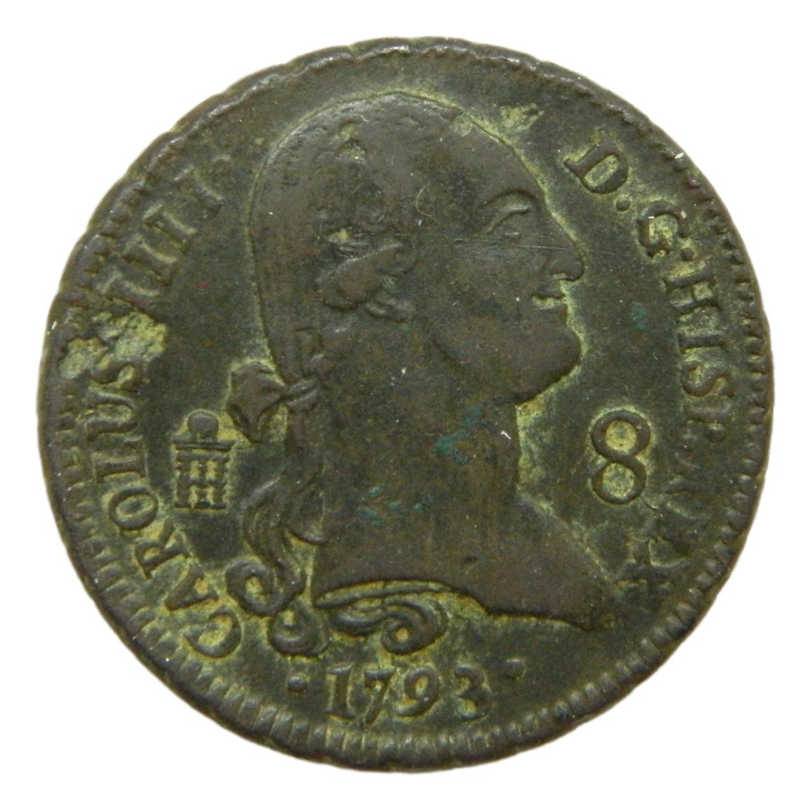 1793 - CARLOS IV - 8 MARAVEDIS - SEGOVIA