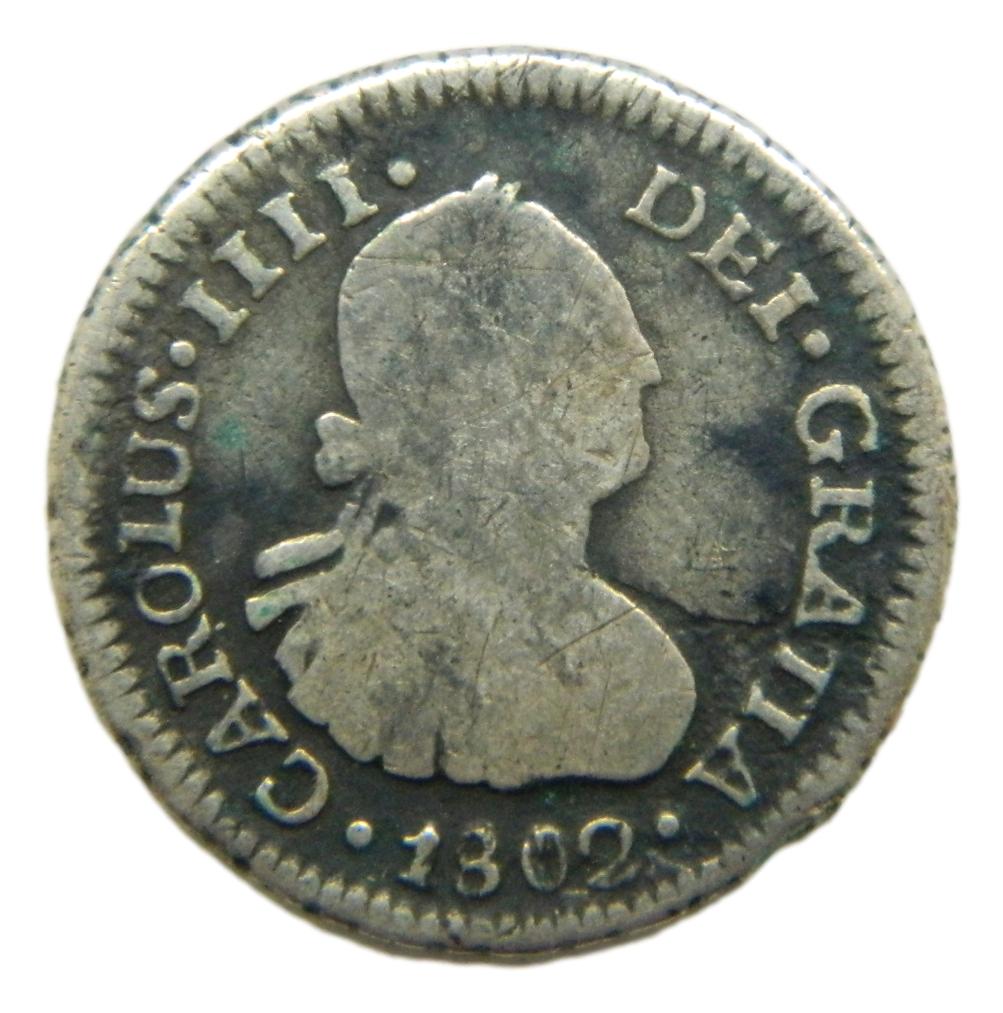 1802 JJ - CARLOS IV - 1/2 REAL - SANTIAGO